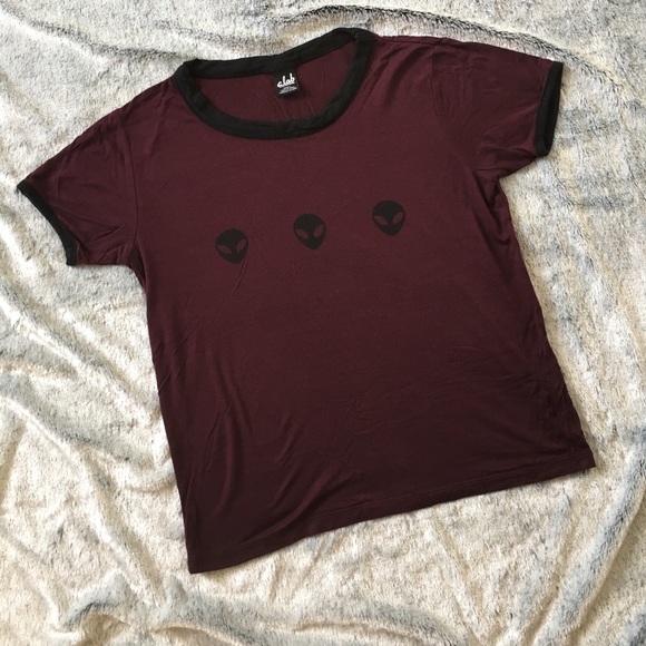 Zumiez Tops - Zumiez a.lab Maroon & Black Alien Graphic Tee
